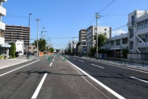 9月18日から供用開始 産業道路から長堂小学校の北行車線