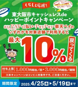 【くらしを応援！東大阪市キャッシュレスdeハッピーポイントキャンペーン】