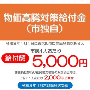 市民の皆さんの生活を応援 物価高騰における給付金を支給します